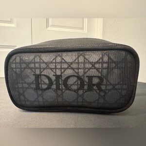 Dior Black Oblique Mesh Cosmetic Pouch | Dior Logo Makeup Bag - New - GWP